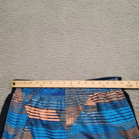 Nike Shorts Mens Large Blue Swim Trunks Lined Striped Geometric Swoosh Logo - Picture 11 of 14